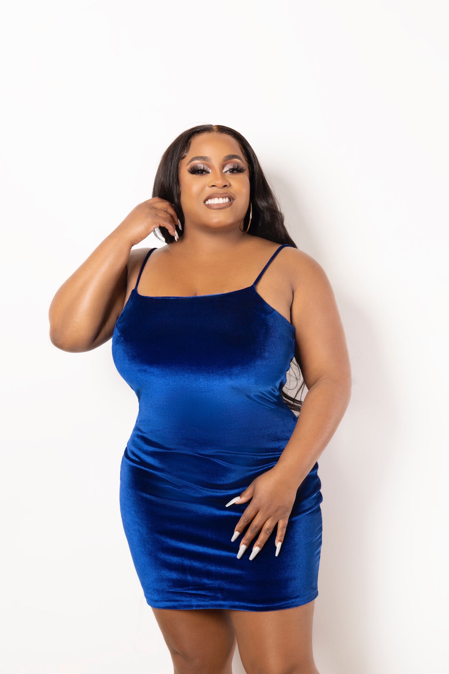 Olive Blue Velvet Dress