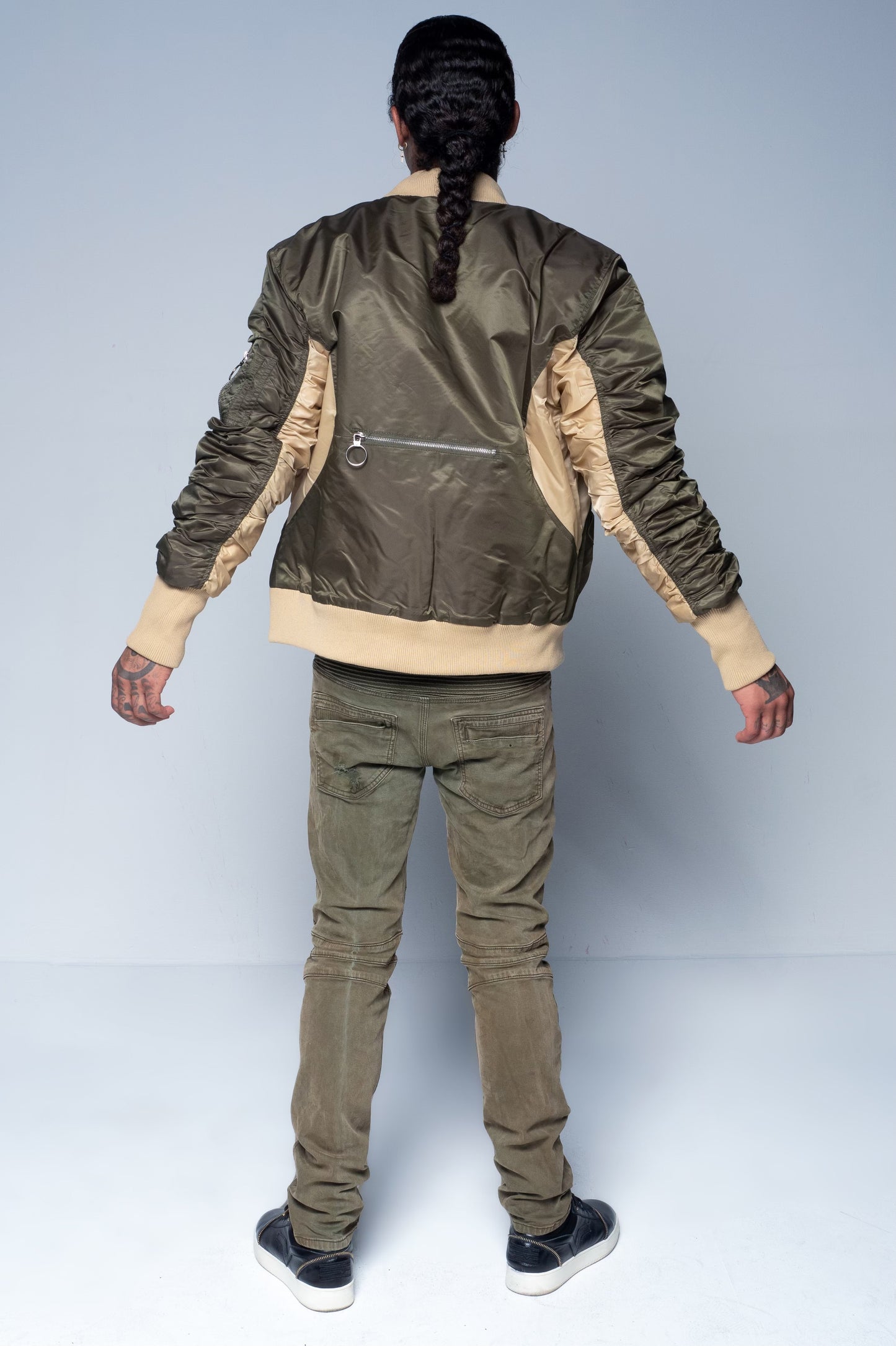 Saucy Scrunched Bomber Jacket, Green