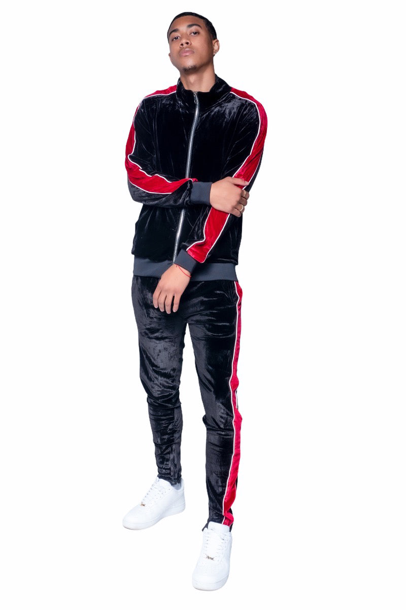 So Fresh Velour Tracksuit, Black