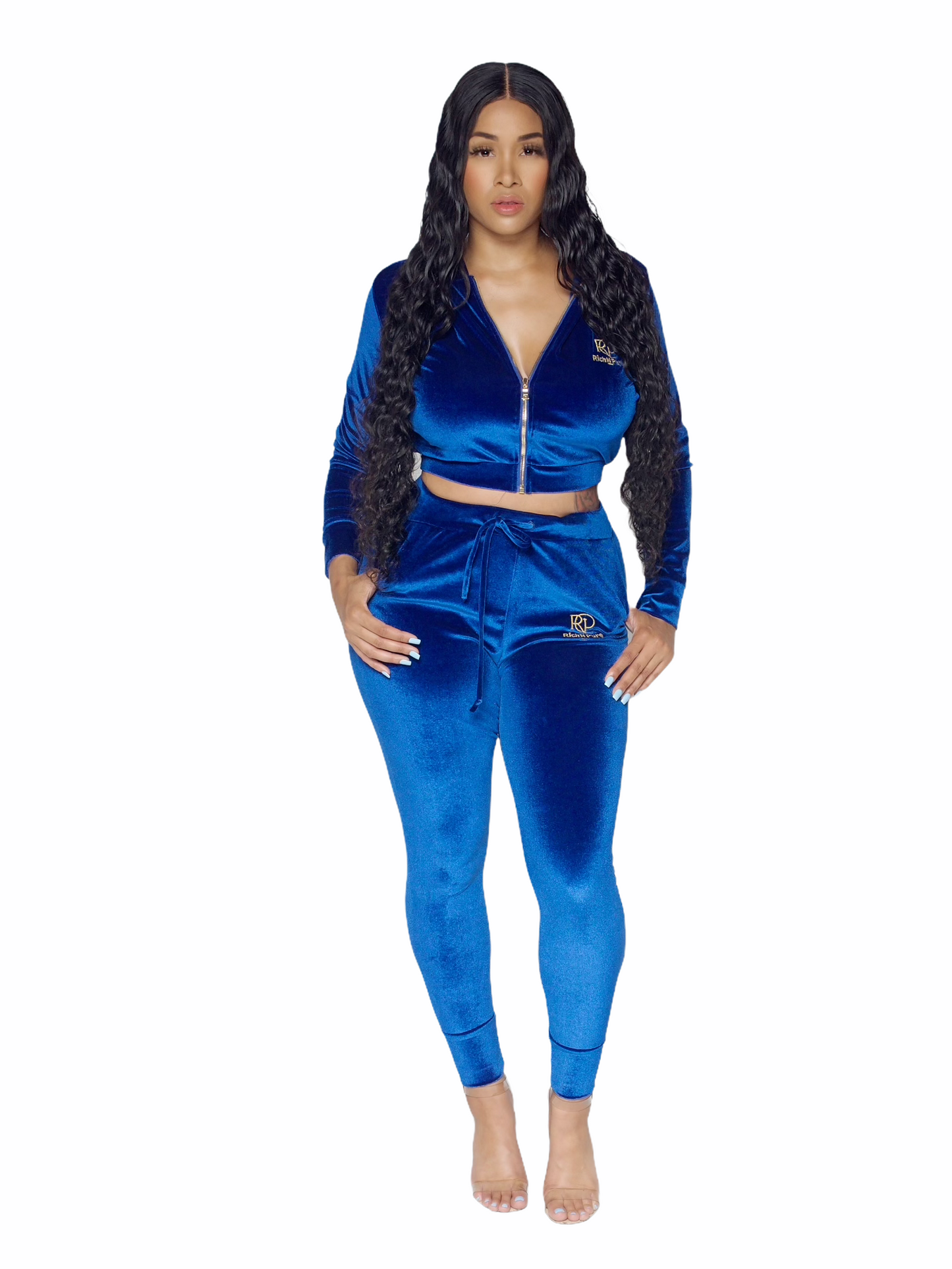RP Embroider Velvet Tracksuit, Blue