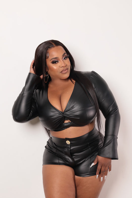 Foxy Leather Short Set